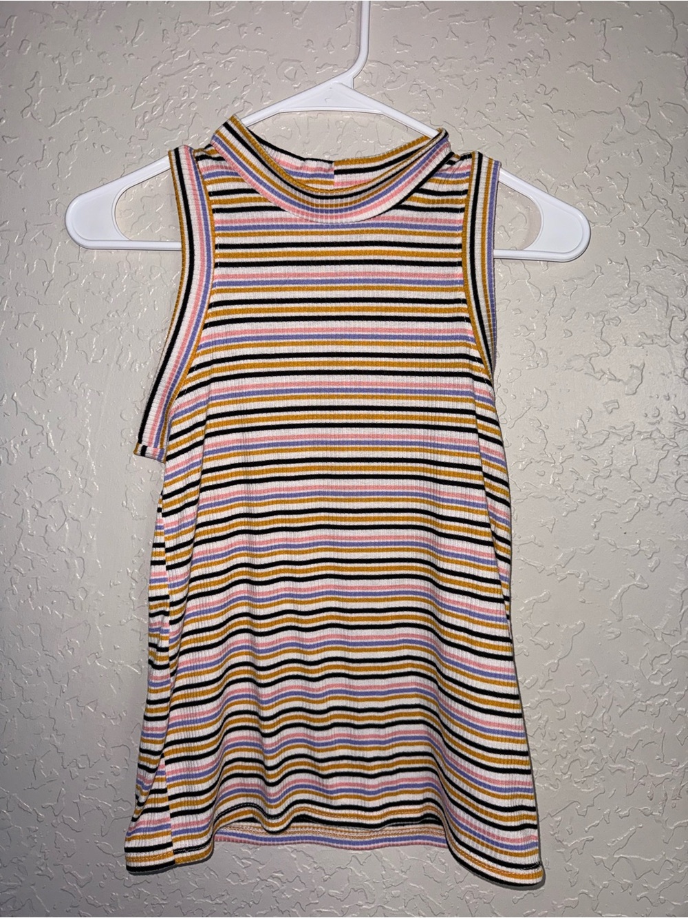 Fitz + Eddi Striped Mock Neck Tank Top Medium Retro Ribbed